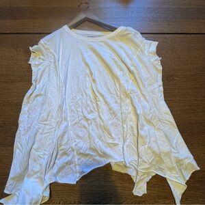All Saints White Asymmetrical Sleeveless Muscle Tee